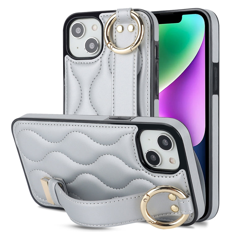 Non-slip Full Coverage Ring PU Phone Case with Wristband, For iPhone 13 Pro, For iPhone 13, For iPhone 13 mini