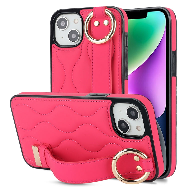 Non-slip Full Coverage Ring PU Phone Case with Wristband, For iPhone 13 Pro, For iPhone 13, For iPhone 13 mini
