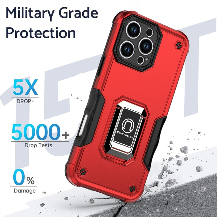 Ring Holder Non-slip Shockproof Armor Phone Case, For iPhone 16 Pro Max, For iPhone 16 Pro, For iPhone 16 Plus, For iPhone 16