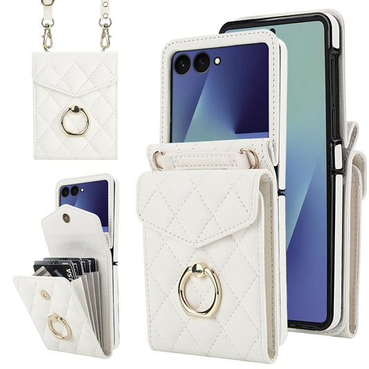 Diamond Lattice RFID Card Slot Phone Case with Ring Holder