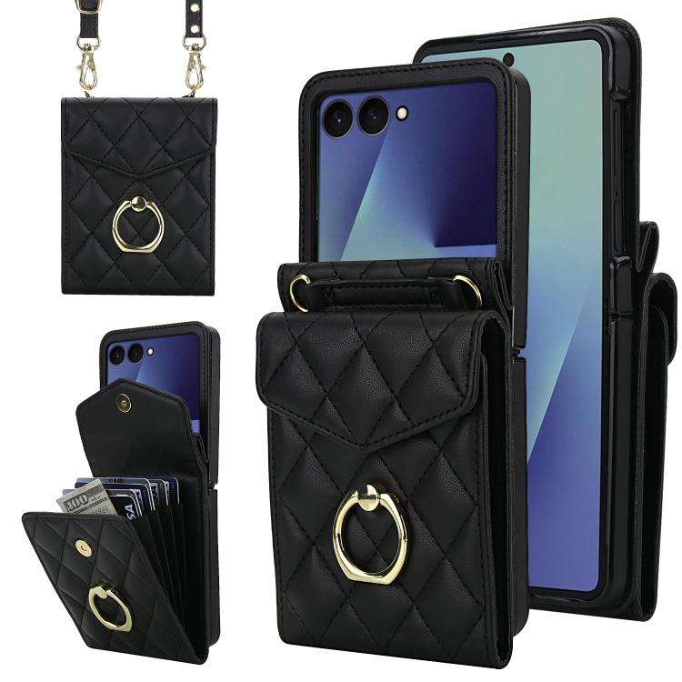 Diamond Lattice RFID Card Slot Phone Case with Ring Holder