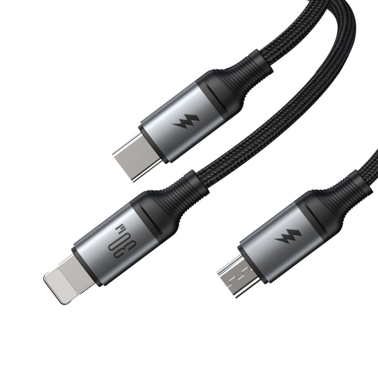 JOYROOM A21 30W Type-C to 8 Pin+Type-C+Micro USB 3 in 1 Charging Cable, Length: 1.2m, Type-C to 8 Pin+Type-C+Micro USB