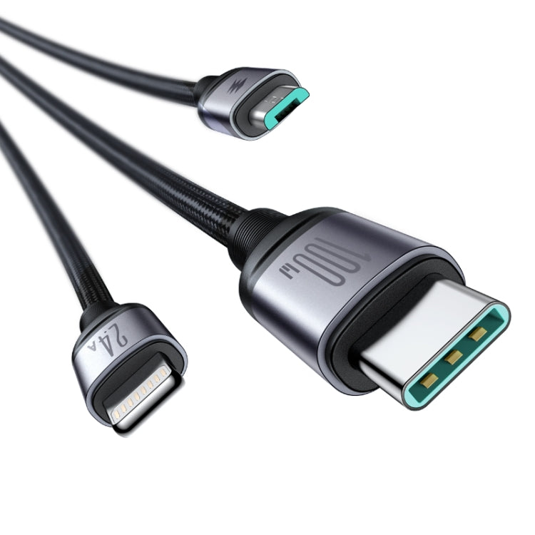 JOYROOM A21 100W USB to 8 Pin+Type-C+Micro USB 3 in 1 Charging Cable, Length: 1.2m, USB to 8 Pin+Type-C+Micro USB