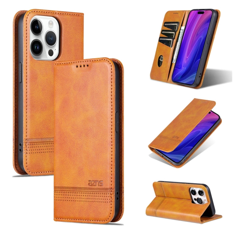 AZNS Magnetic Calf Texture Flip Leather Phone Case, For iPhone 15 Pro