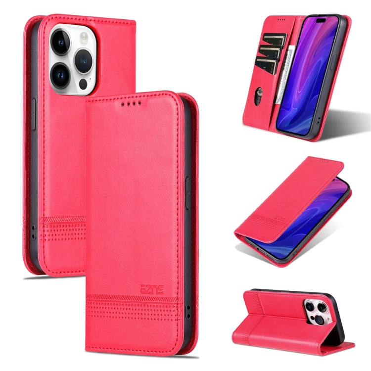 AZNS Magnetic Calf Texture Flip Leather Phone Case, For iPhone 15 Pro