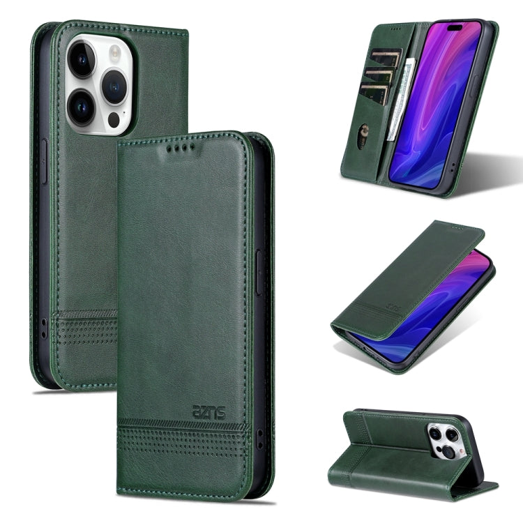 AZNS Magnetic Calf Texture Flip Leather Phone Case, For iPhone 15 Pro