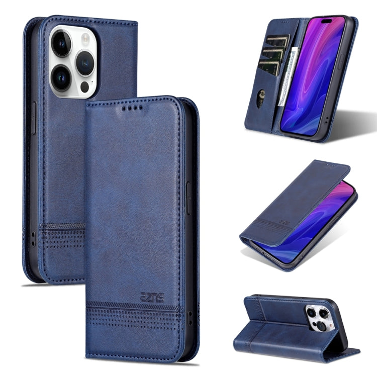 AZNS Magnetic Calf Texture Flip Leather Phone Case, For iPhone 15 Pro