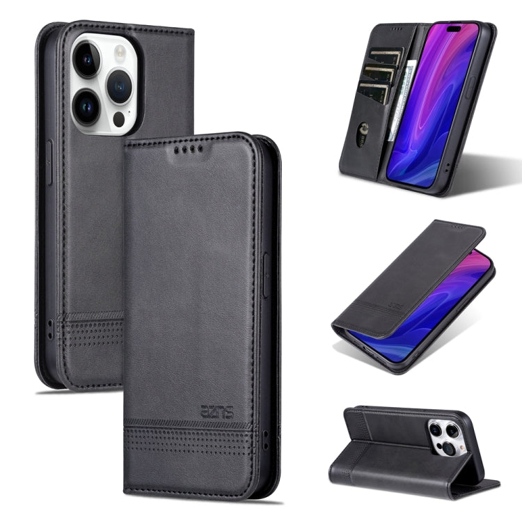 AZNS Magnetic Calf Texture Flip Leather Phone Case, For iPhone 15 Pro