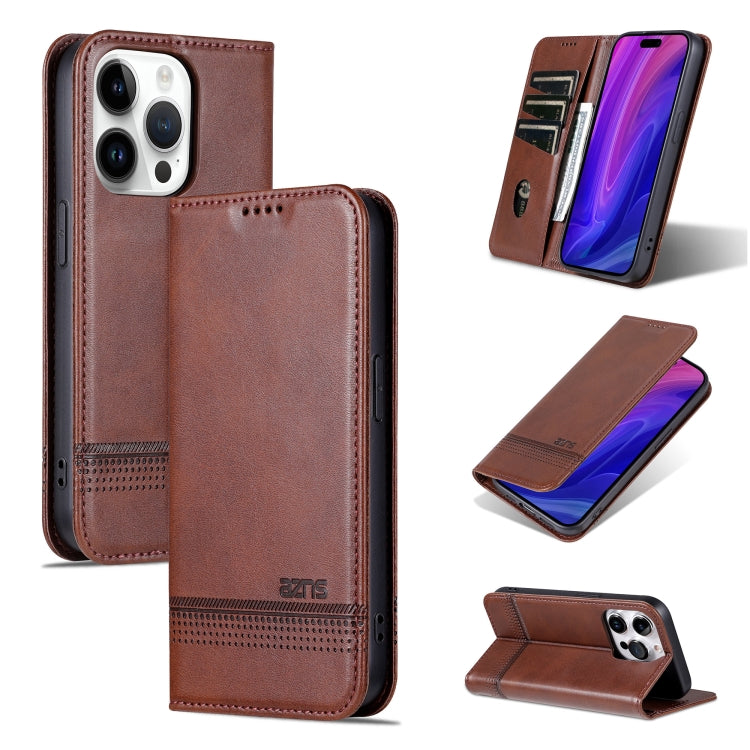 AZNS Magnetic Calf Texture Flip Leather Phone Case, For iPhone 16 Pro Max, For iPhone 16 Pro, For iPhone 16 Plus, For iPhone 16, For iPhone 15 Pro Max