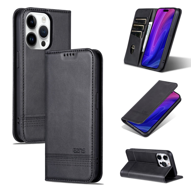 AZNS Magnetic Calf Texture Flip Leather Phone Case, For iPhone 16 Pro Max, For iPhone 16 Pro, For iPhone 16 Plus, For iPhone 16, For iPhone 15 Pro Max