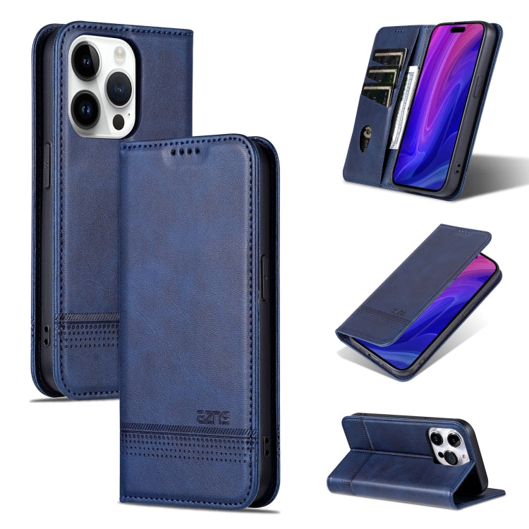 AZNS Magnetic Calf Texture Flip Leather Phone Case, For iPhone 16 Pro Max, For iPhone 16 Pro, For iPhone 16 Plus, For iPhone 16, For iPhone 15 Pro Max