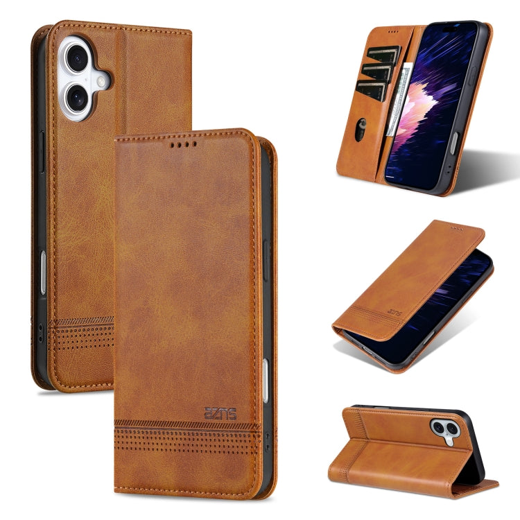 AZNS Magnetic Calf Texture Flip Leather Phone Case, For iPhone 16 Pro Max, For iPhone 16 Pro, For iPhone 16 Plus, For iPhone 16, For iPhone 15 Pro Max