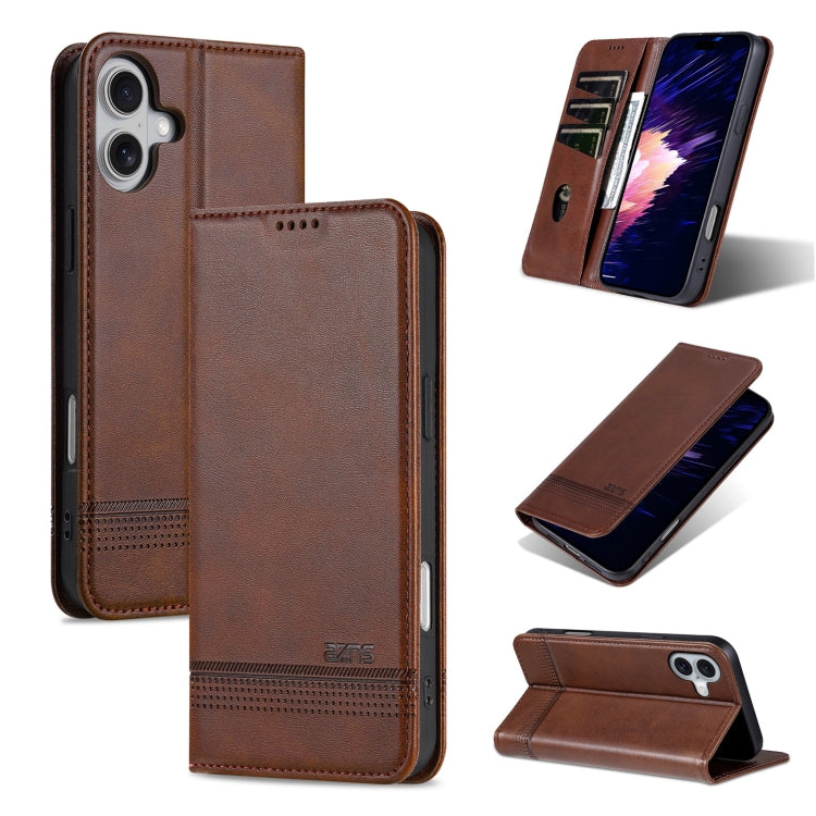 AZNS Magnetic Calf Texture Flip Leather Phone Case, For iPhone 16 Pro Max, For iPhone 16 Pro, For iPhone 16 Plus, For iPhone 16, For iPhone 15 Pro Max