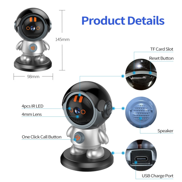 ESCAM PT302 Robot 3MP One Click Call Humanoid Detection WiFi IP Camera, PT302