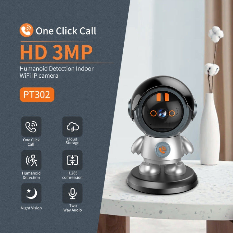 ESCAM PT302 Robot 3MP One Click Call Humanoid Detection WiFi IP Camera, PT302