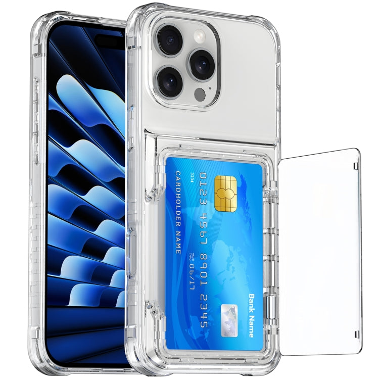 Crystal Clear Flip Card Slot Phone Case, For iPhone 16 Pro Max, For iPhone 16 Pro, For iPhone 16 Plus, For iPhone 16, For iPhone 15 Pro Max, For iPhone 15 Pro, For iPhone 15 Plus, For iPhone 15, For iPhone 14 Plus, For iPhone 14, For iPhone 14 Pro