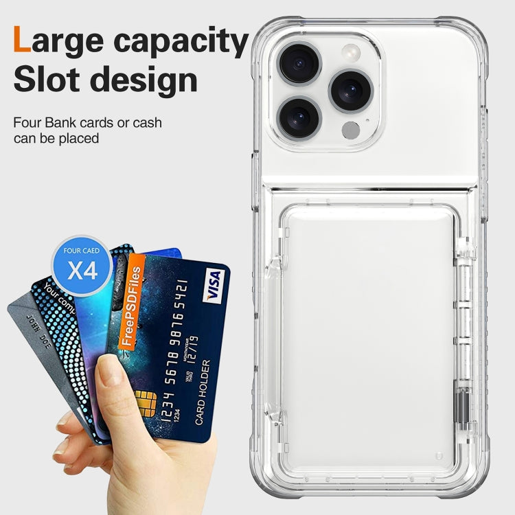 Crystal Clear Flip Card Slot Phone Case, For iPhone 16 Pro Max, For iPhone 16 Pro, For iPhone 16 Plus, For iPhone 16, For iPhone 15 Pro Max, For iPhone 15 Pro, For iPhone 15 Plus, For iPhone 15, For iPhone 14 Plus, For iPhone 14, For iPhone 14 Pro