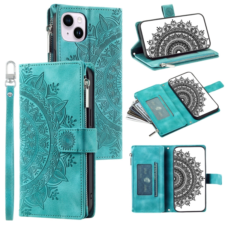 Multi-Card Totem Zipper Leather Phone Case, For iPhone 15 Pro, For iPhone 15 Plus, For iPhone 15, For iPhone 14 Plus, For iPhone 14