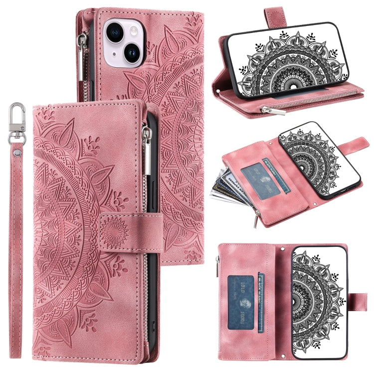 Multi-Card Totem Zipper Leather Phone Case, For iPhone 15 Pro, For iPhone 15 Plus, For iPhone 15, For iPhone 14 Plus, For iPhone 14