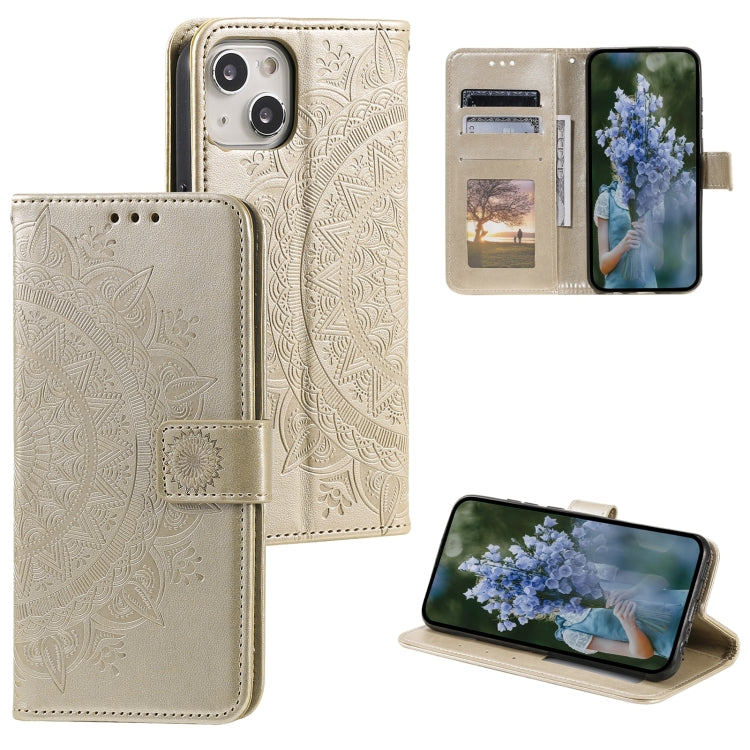 Totem Flower Embossed Leather Phone Case, For iPhone 15 Pro Max, For iPhone 15 Pro, For iPhone 15 Plus, For iPhone 15