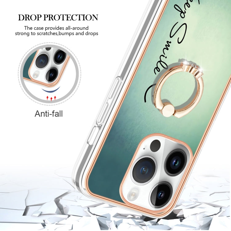 Electroplating Dual-side IMD Phone Case with Ring Holder, For iPhone 15 Pro Max, For iPhone 15 Pro, For iPhone 15 Plus, For iPhone 15