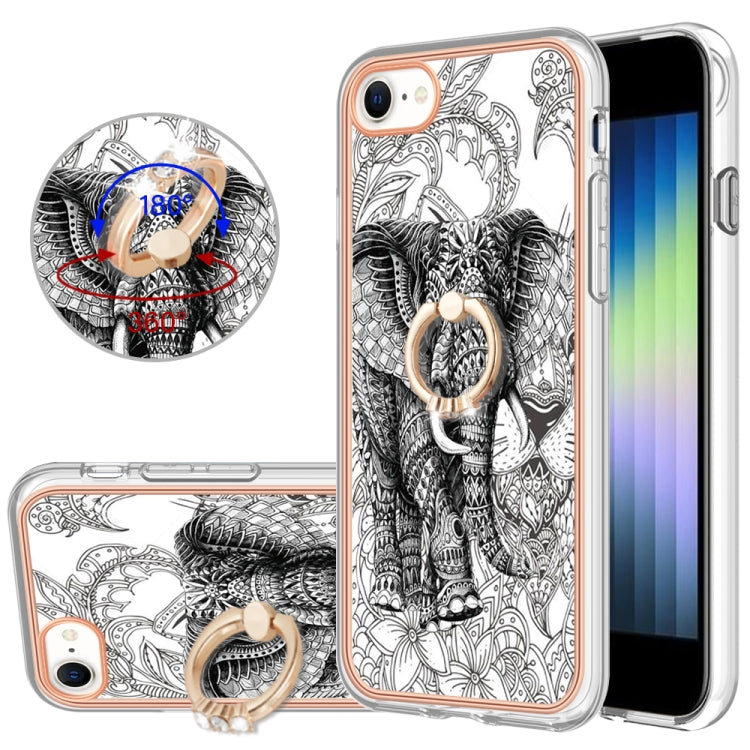 Electroplating Dual-side IMD Phone Case with Ring Holder, For iPhone SE 2022 / SE 2020 / 8, For iPhone 13 Pro Max, For iPhone 13 Pro