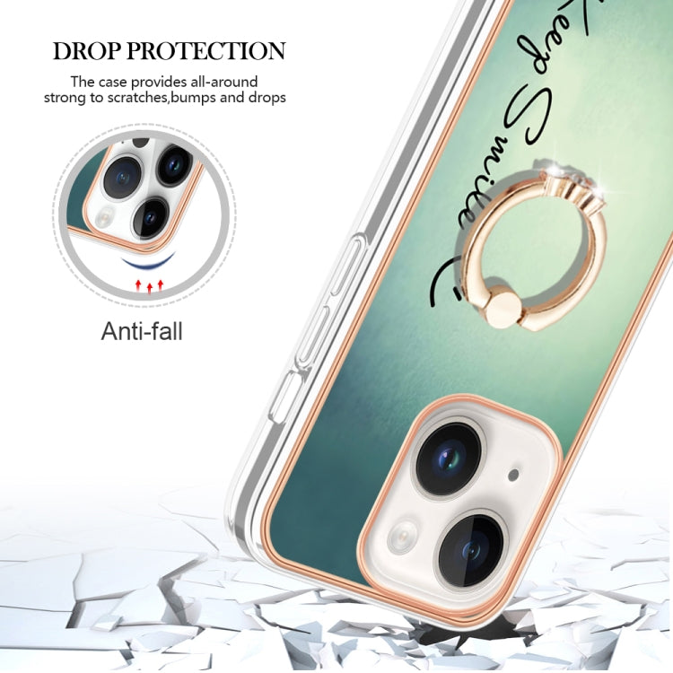 Electroplating Dual-side IMD Phone Case with Ring Holder, For iPhone 13, For iPhone 12 / 12 Pro, For iPhone 12 Pro Max