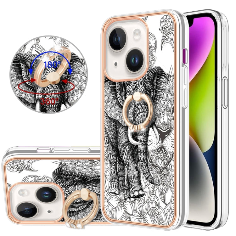 Electroplating Dual-side IMD Phone Case with Ring Holder, For iPhone 13, For iPhone 12 / 12 Pro, For iPhone 12 Pro Max