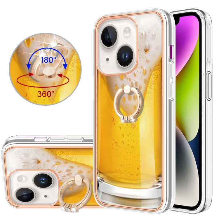 Electroplating Dual-side IMD Phone Case with Ring Holder, For iPhone 13, For iPhone 12 / 12 Pro, For iPhone 12 Pro Max