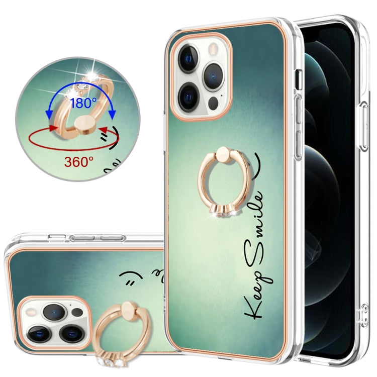 Electroplating Dual-side IMD Phone Case with Ring Holder, For iPhone 13, For iPhone 12 / 12 Pro, For iPhone 12 Pro Max