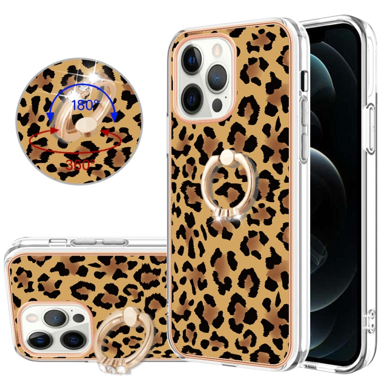 Electroplating Dual-side IMD Phone Case with Ring Holder, For iPhone 13, For iPhone 12 / 12 Pro, For iPhone 12 Pro Max