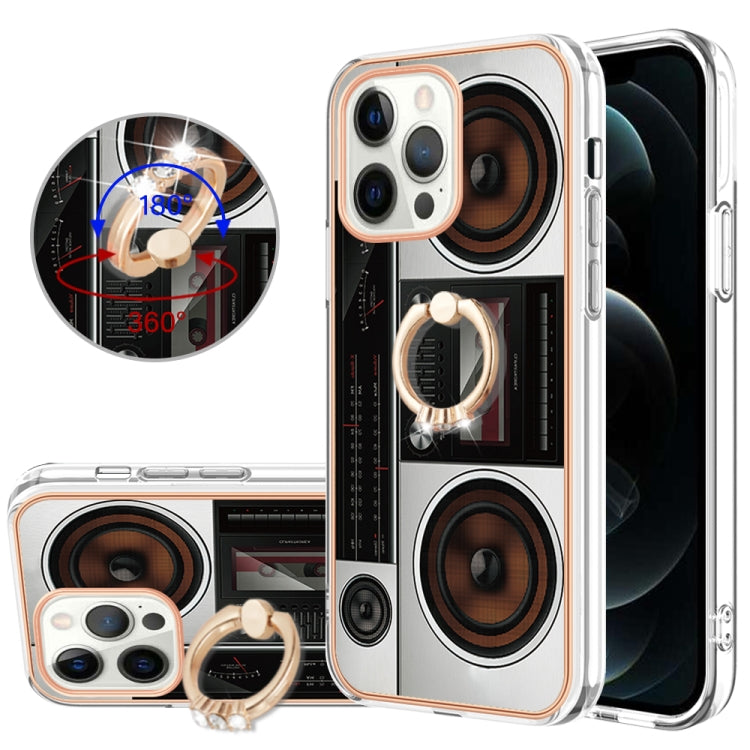 Electroplating Dual-side IMD Phone Case with Ring Holder, For iPhone 13, For iPhone 12 / 12 Pro, For iPhone 12 Pro Max