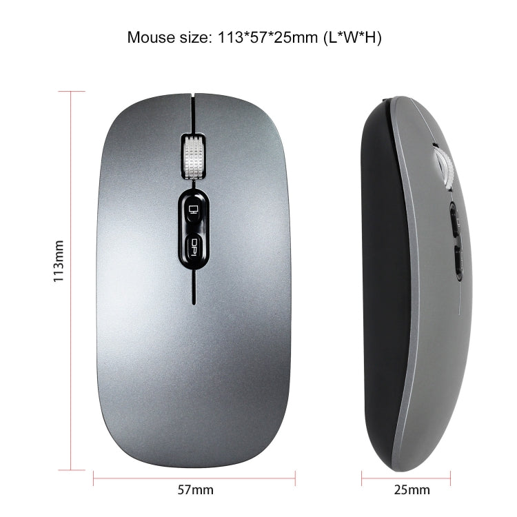 HXSJ M103 1600DPI 2.4GHz Wireless Rechargeable Mouse, 2.4GHz Grey, 2.4GHz Silver