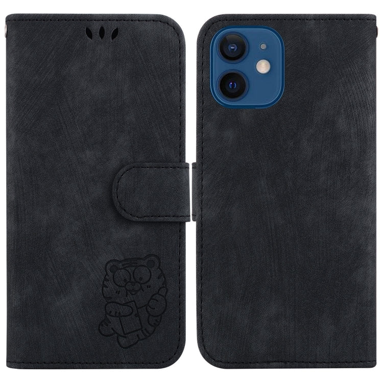 Little Tiger Embossed Leather Phone Case, For iPhone 13, For iPhone 13 mini, For iPhone 12 / 12 Pro, For iPhone 12 Pro Max