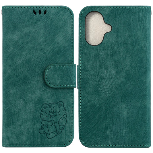 Little Tiger Embossed Leather Phone Case, For iPhone 16, For iPhone 15 Pro Max, For iPhone 15 Pro, For iPhone 15 Plus