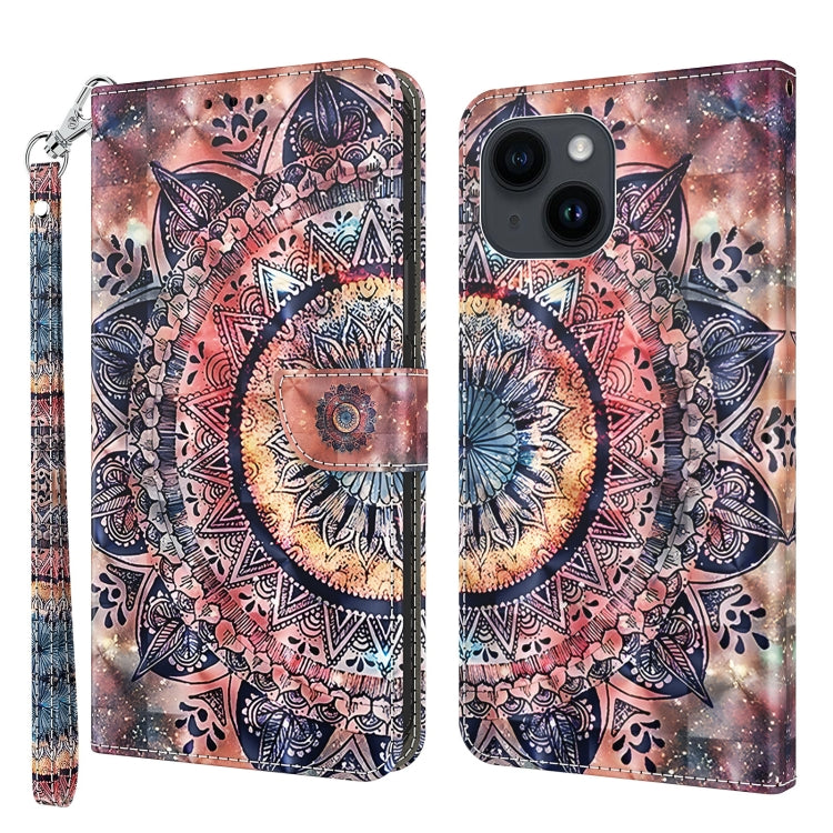 3D Painted Leather Phone Case, For iPhone 15 Plus, For iPhone 15