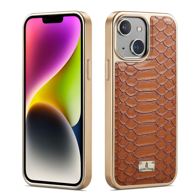 Fierre Shann Python Texture Electroplating PU Phone Case, For iPhone 14 Plus, For iPhone 14, For iPhone 14 Pro, For iPhone 14 Pro Max