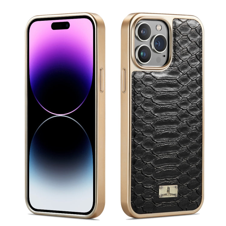 Fierre Shann Python Texture Electroplating PU Phone Case, For iPhone 14 Plus, For iPhone 14, For iPhone 14 Pro, For iPhone 14 Pro Max