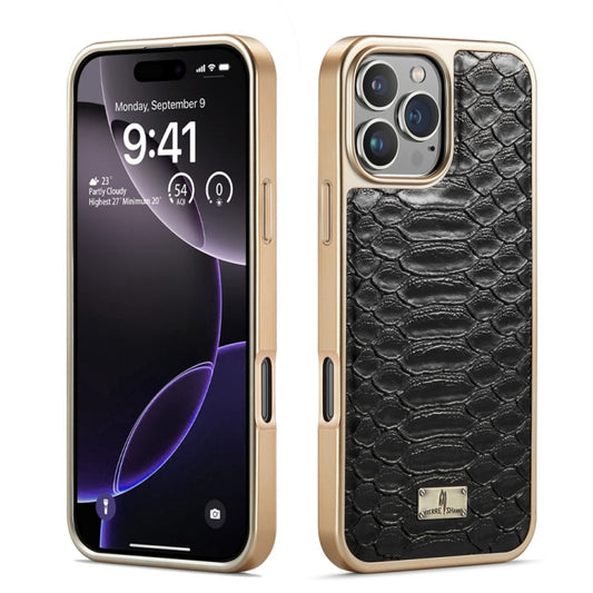 Fierre Shann Python Texture Electroplating PU Phone Case, For iPhone 16 Pro Max, For iPhone 16 Pro, For iPhone 16 Plus, For iPhone 16, For iPhone 15 Pro Max, For iPhone 15 Pro