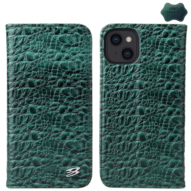 Fierre Shann Crocodile Texture Magnetic Genuine Leather Phone Case, For iPhone 16 Pro Max, For iPhone 16 Pro, For iPhone 16 Plus, For iPhone 16, For iPhone 15 Pro Max, For iPhone 15 Pro, For iPhone 15 Plus, For iPhone 15, For iPhone 14 Plus, For iPhone 14