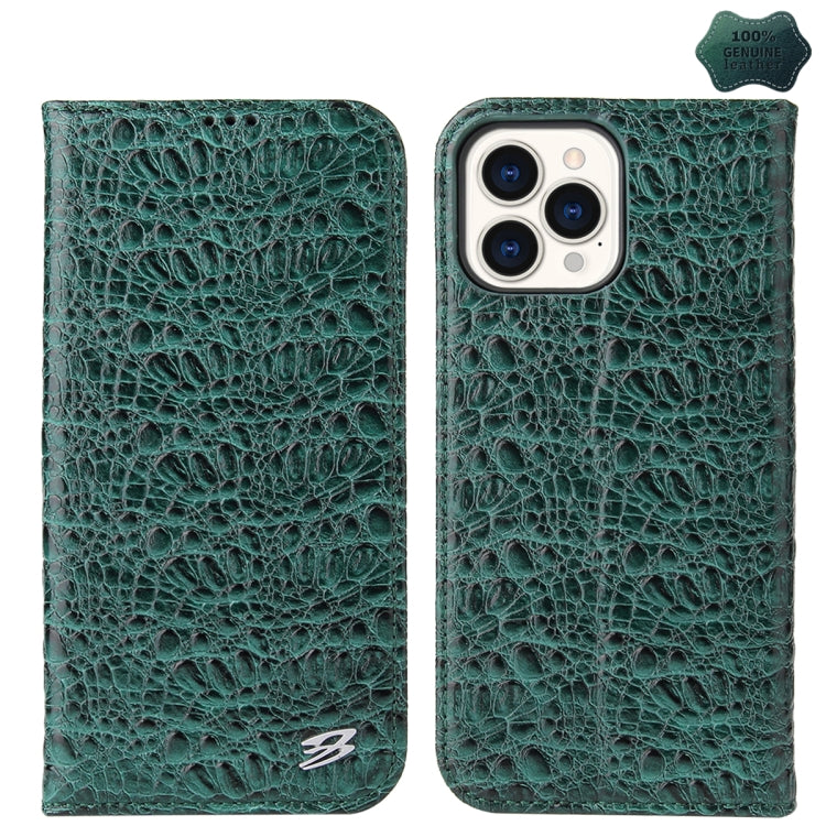 Fierre Shann Crocodile Texture Magnetic Genuine Leather Phone Case, For iPhone 16 Pro Max, For iPhone 16 Pro, For iPhone 16 Plus, For iPhone 16, For iPhone 15 Pro Max, For iPhone 15 Pro, For iPhone 15 Plus, For iPhone 15, For iPhone 14 Plus, For iPhone 14