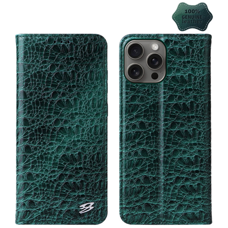 Fierre Shann Crocodile Texture Magnetic Genuine Leather Phone Case, For iPhone 16 Pro Max, For iPhone 16 Pro, For iPhone 16 Plus, For iPhone 16, For iPhone 15 Pro Max, For iPhone 15 Pro, For iPhone 15 Plus, For iPhone 15, For iPhone 14 Plus, For iPhone 14