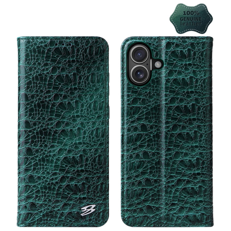 Fierre Shann Crocodile Texture Magnetic Genuine Leather Phone Case, For iPhone 16 Pro Max, For iPhone 16 Pro, For iPhone 16 Plus, For iPhone 16, For iPhone 15 Pro Max, For iPhone 15 Pro, For iPhone 15 Plus, For iPhone 15, For iPhone 14 Plus, For iPhone 14