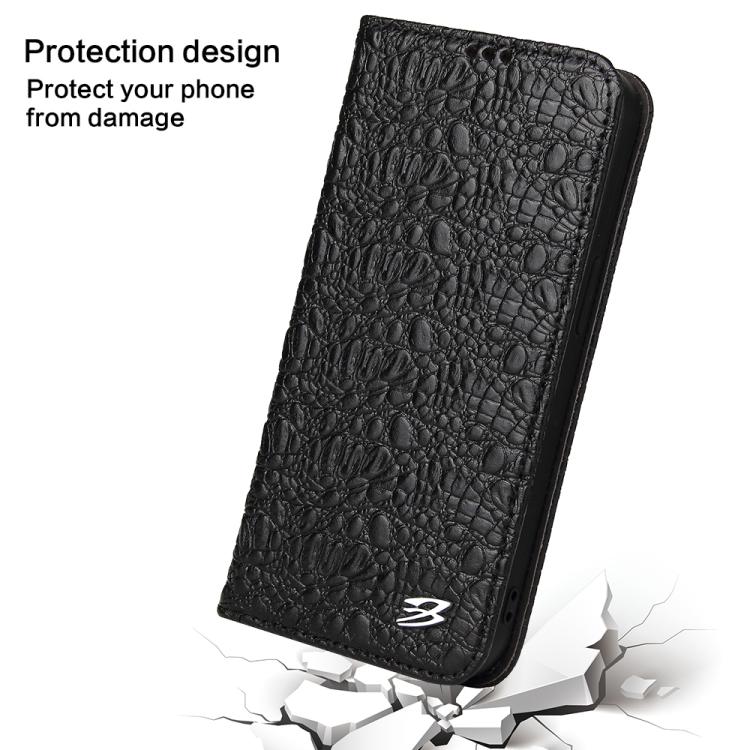 Fierre Shann Crocodile Texture Magnetic Genuine Leather Phone Case, For iPhone 16e, For iPhone 16 Pro Max, For iPhone 16 Pro, For iPhone 16 Plus, For iPhone 16, For iPhone 15 Pro Max, For iPhone 15 Pro, For iPhone 15 Plus, For iPhone 15����������������...