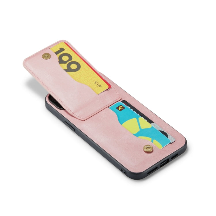 Fierre Shann Crazy Horse Card Holder Back Cover PU Phone Case, For iPhone 15 Pro Max, For iPhone 15 Pro, For iPhone 15 Plus, For iPhone 15