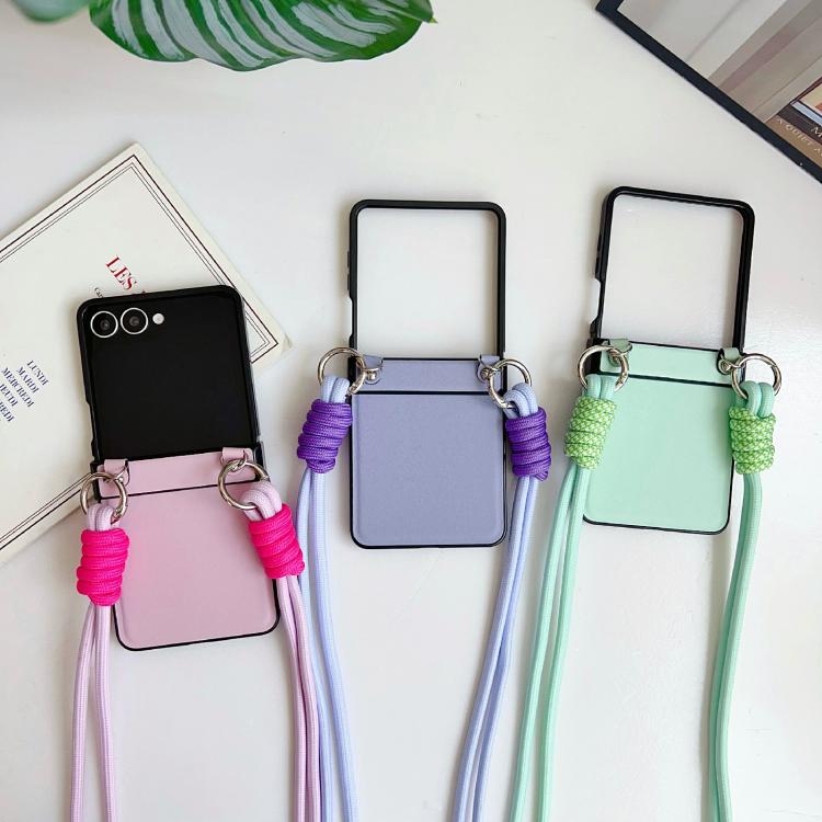 Morandi Leather Texture Phone Case With Lanyard