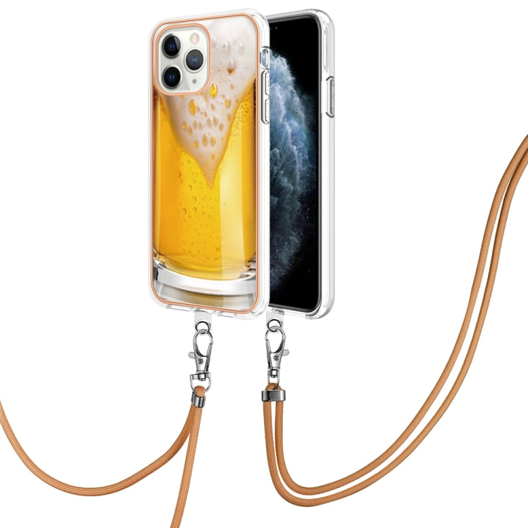 Electroplating Dual-side IMD Phone Case with Lanyard, For iPhone 11 Pro