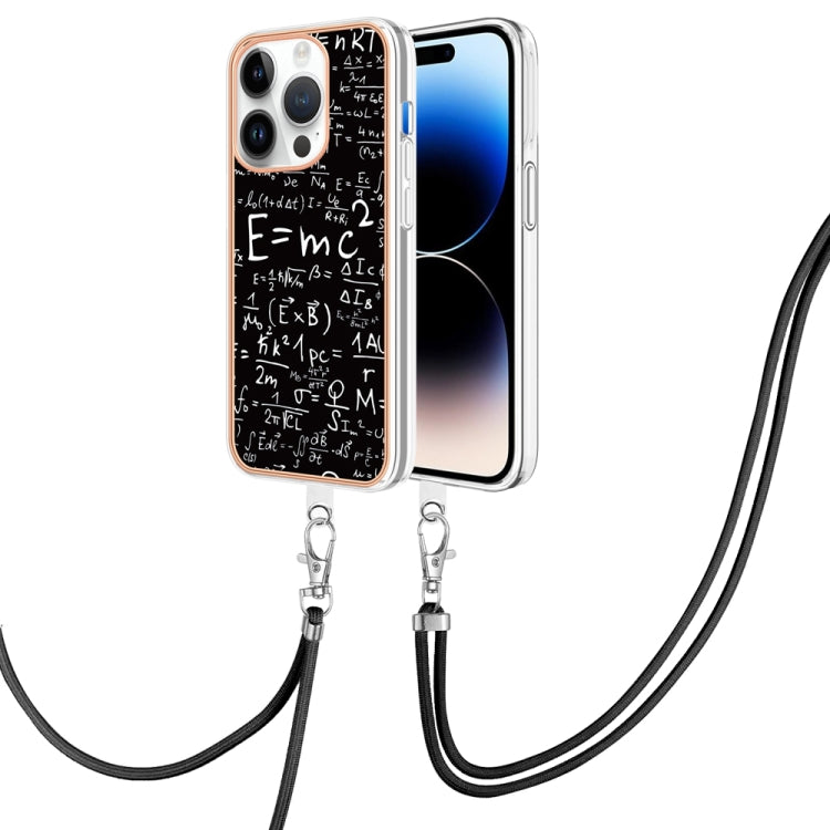 Electroplating Dual-side IMD Phone Case with Lanyard, For iPhone 14 Plus, For iPhone 14, For iPhone 14 Pro, For iPhone 14 Pro Max