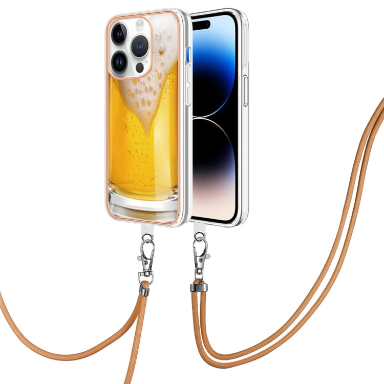 Electroplating Dual-side IMD Phone Case with Lanyard, For iPhone 15 Pro Max, For iPhone 15 Pro, For iPhone 15 Plus, For iPhone 15