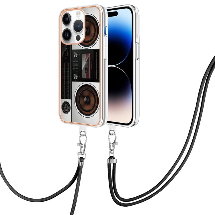 Electroplating Dual-side IMD Phone Case with Lanyard, For iPhone 15 Pro Max, For iPhone 15 Pro, For iPhone 15 Plus, For iPhone 15